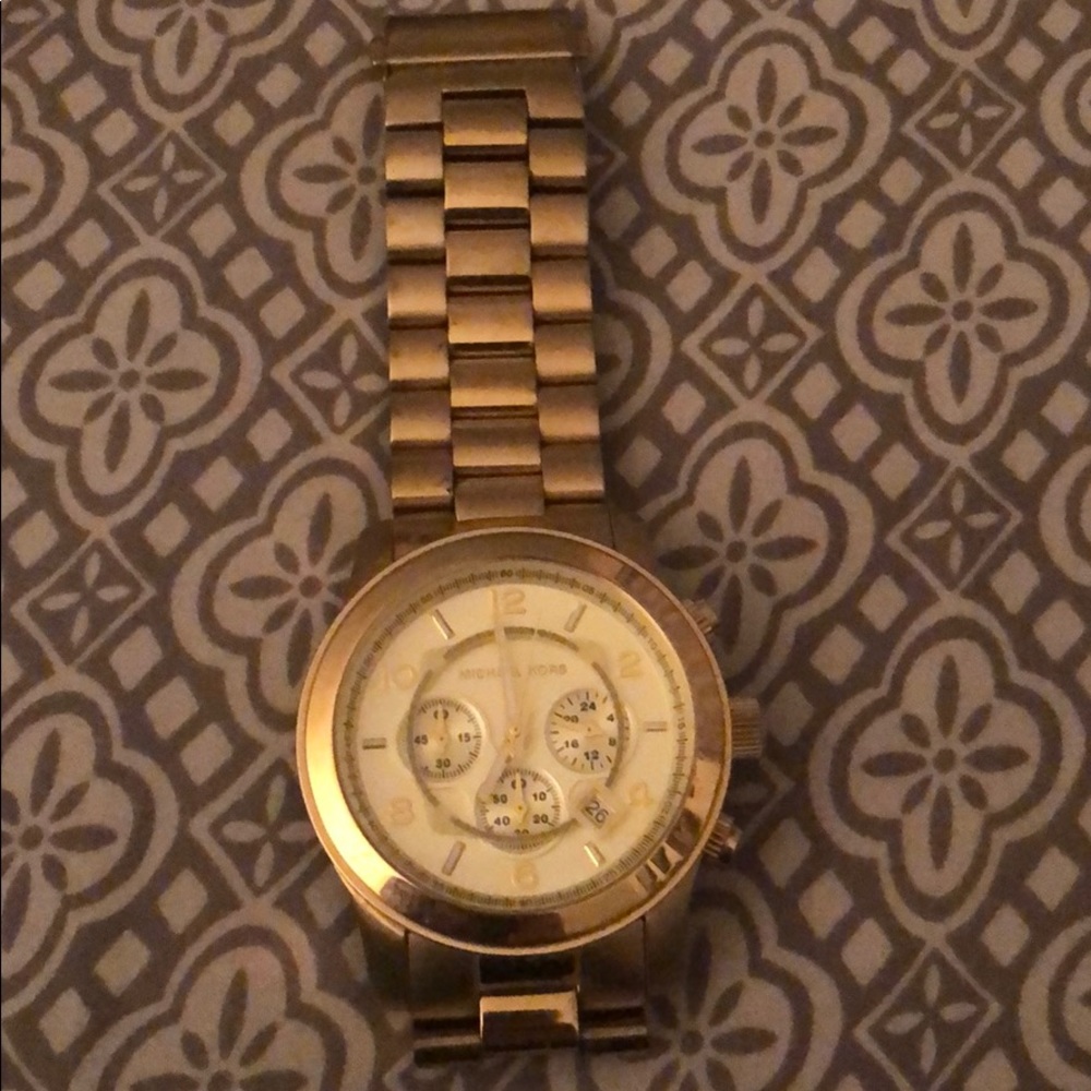 Mk oversized face gold watch